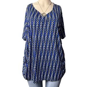 Vintage Fashion Bug  Dress Top Size 4X in Blue Black and White